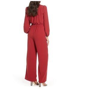 Eliza J Red Long Sleeve Red Jumpsuit